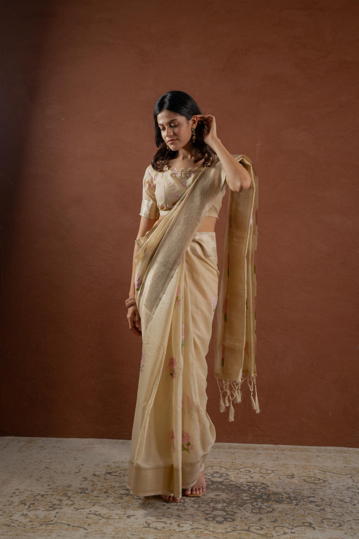 Festive Elegant Rose Cotton Saree