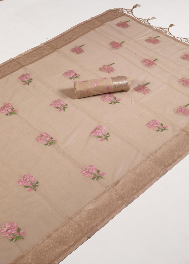 Festive Elegant Rose Cotton Saree