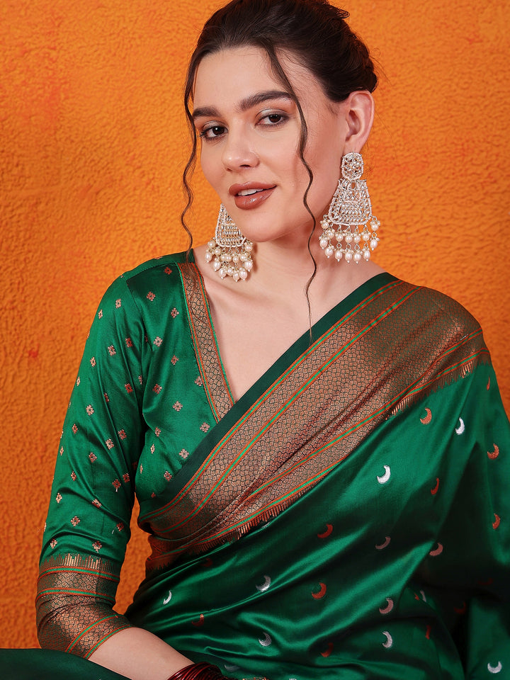 Golden Paithani Splendor In Green