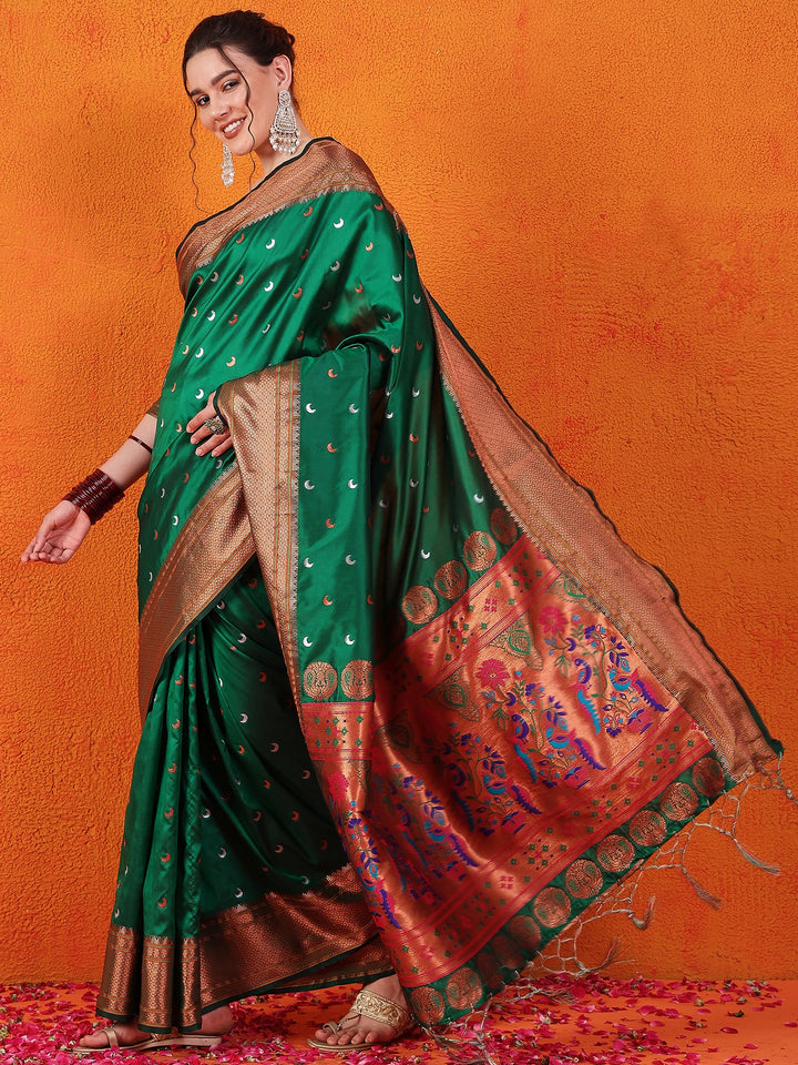 Golden Paithani Splendor In Green