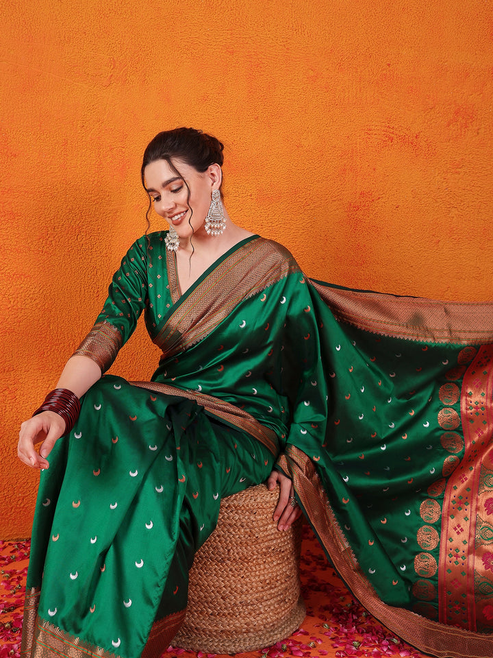 Golden Paithani Splendor In Green