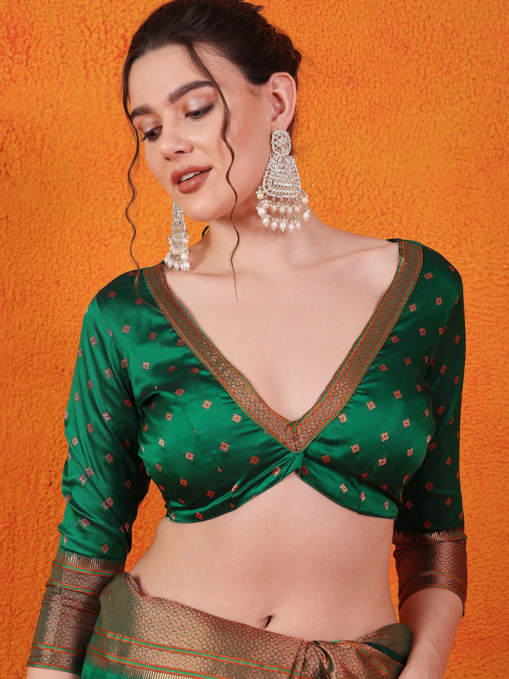 Golden Paithani Splendor In Green