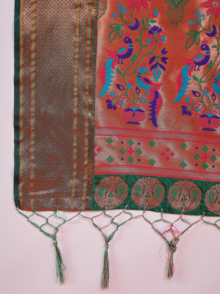 Golden Paithani Splendor In Green