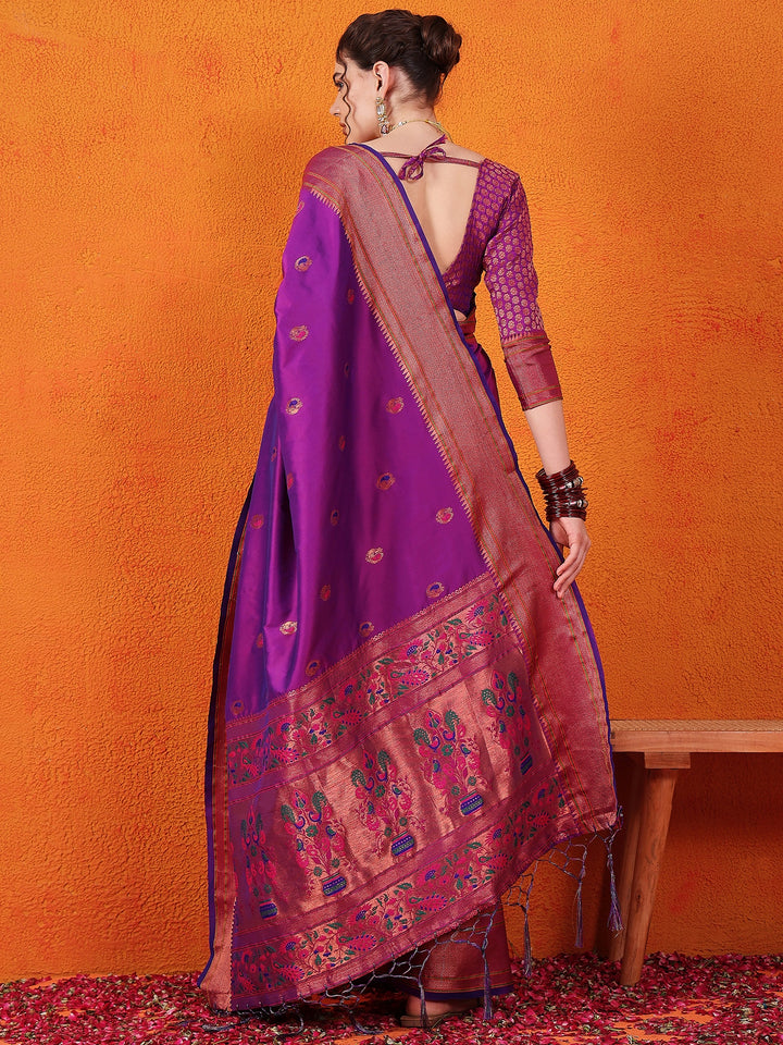 Golden Paithani Splendor In Purple