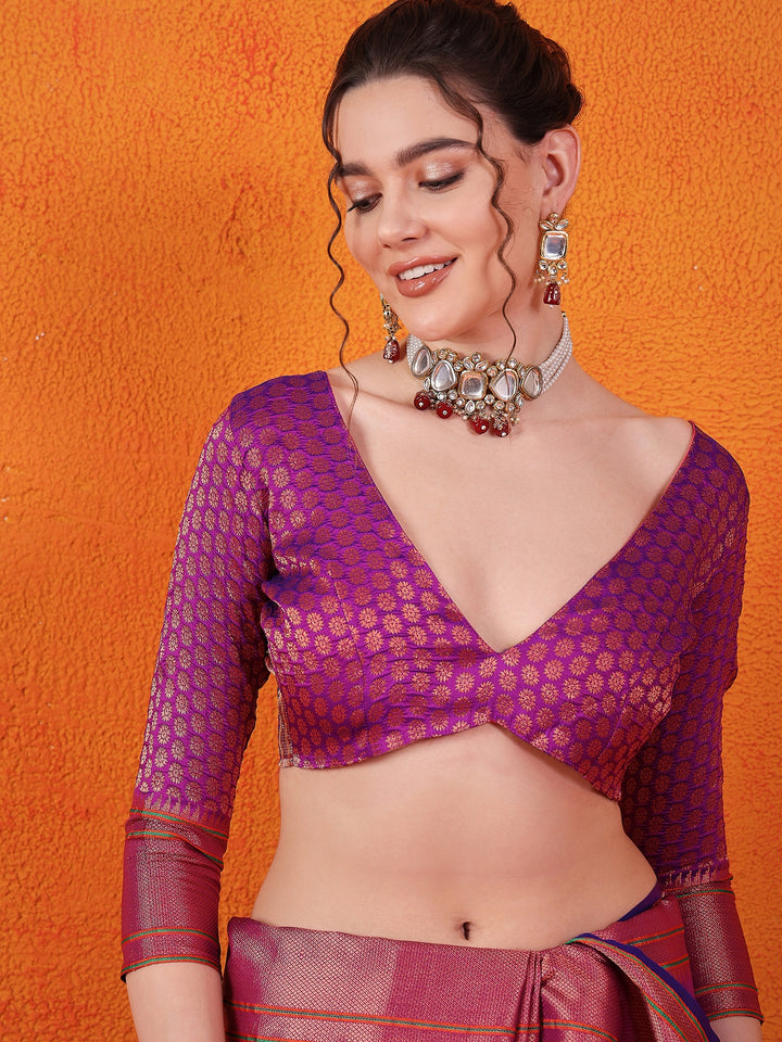Golden Paithani Splendor In Purple