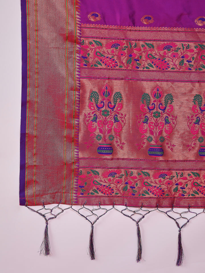 Golden Paithani Splendor In Purple