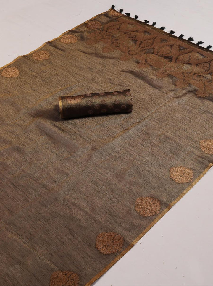 Golden Tissue Saree with Motif Border