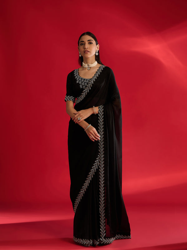 Graceful Black Jimmy Choo Saree For Wedding