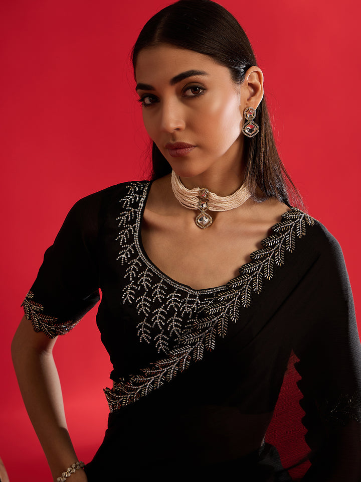 Graceful Black Jimmy Choo Saree For Wedding