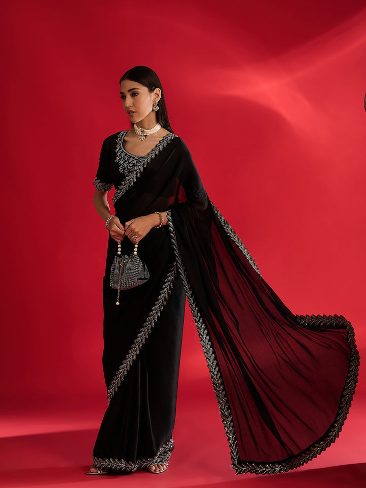 Graceful Black Jimmy Choo Saree For Wedding