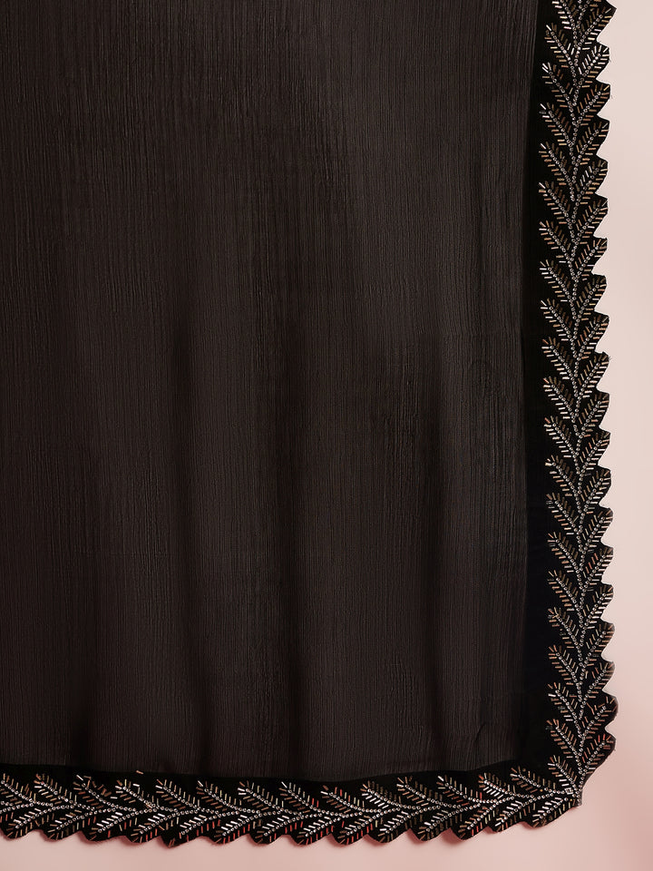 Graceful Black Jimmy Choo Saree For Wedding