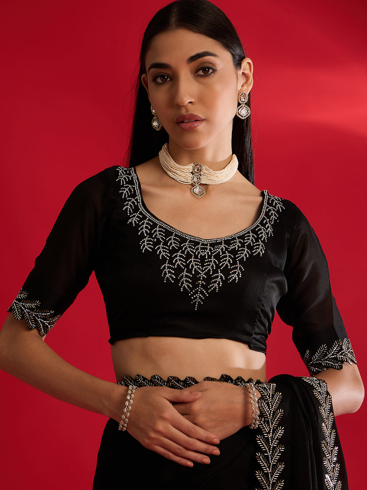 Graceful Black Jimmy Choo Saree For Wedding