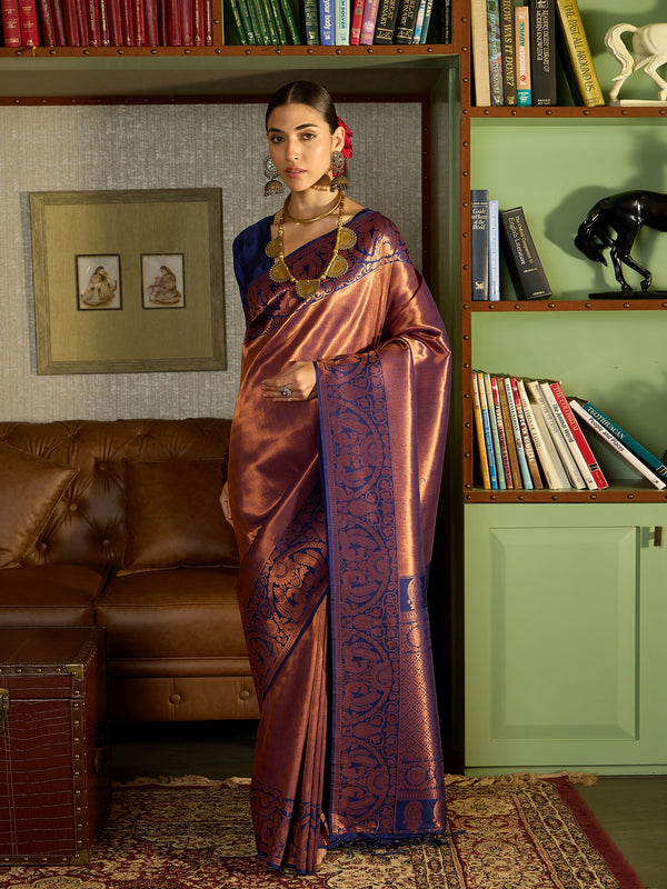 Graceful Wine Banarasi Silk Saree