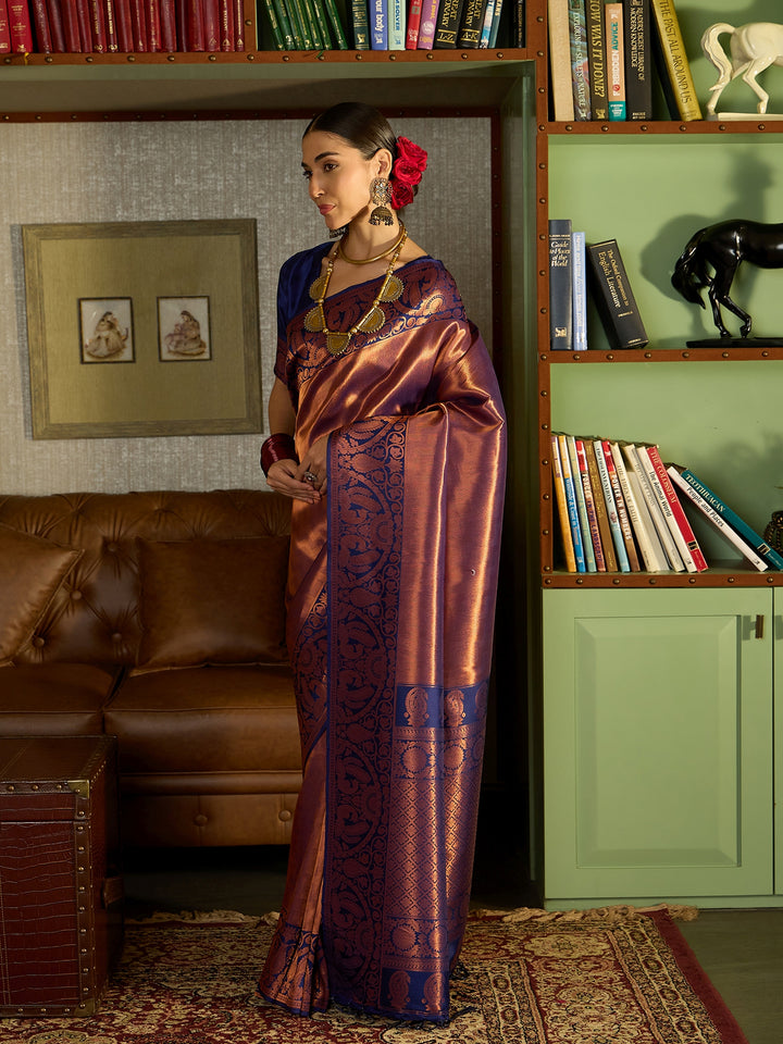 Graceful Wine Banarasi Silk Saree