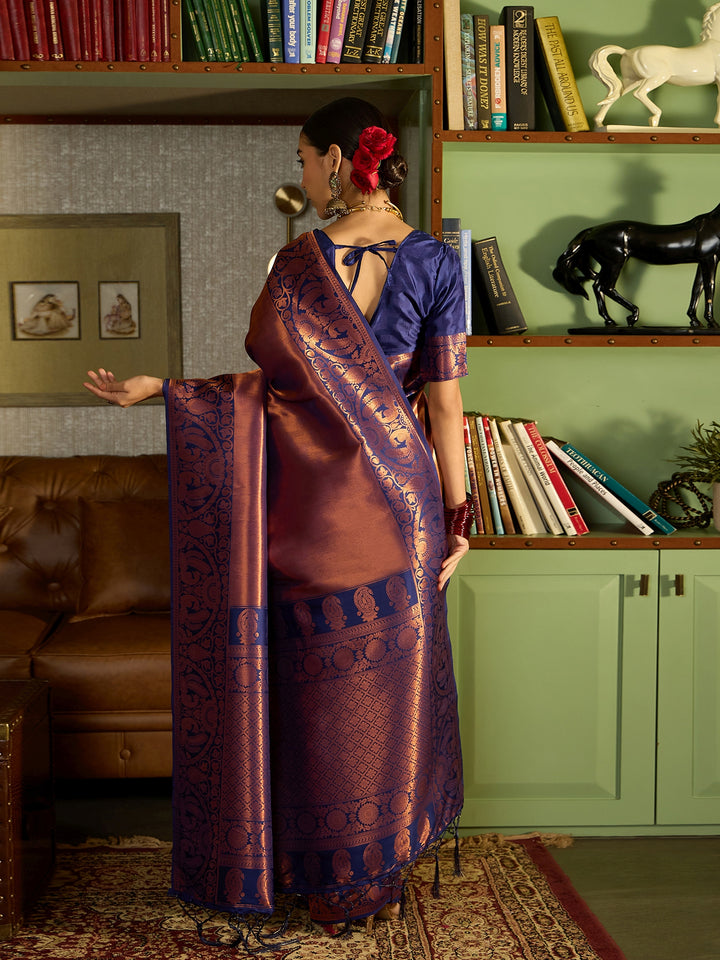 Graceful Wine Banarasi Silk Saree