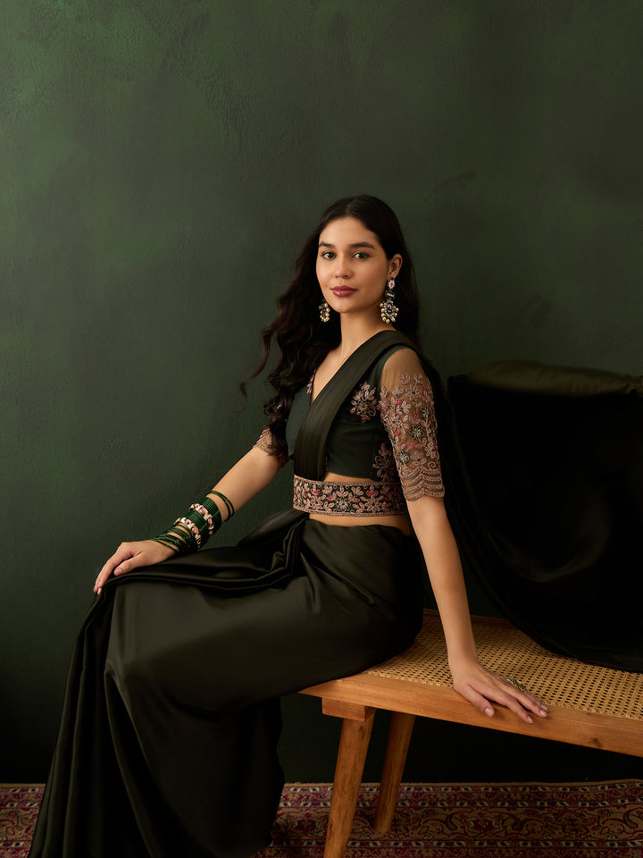 Green Belt Sari For Wedding