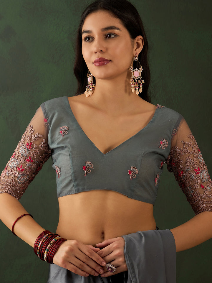 Grey Belt Sari For Wedding