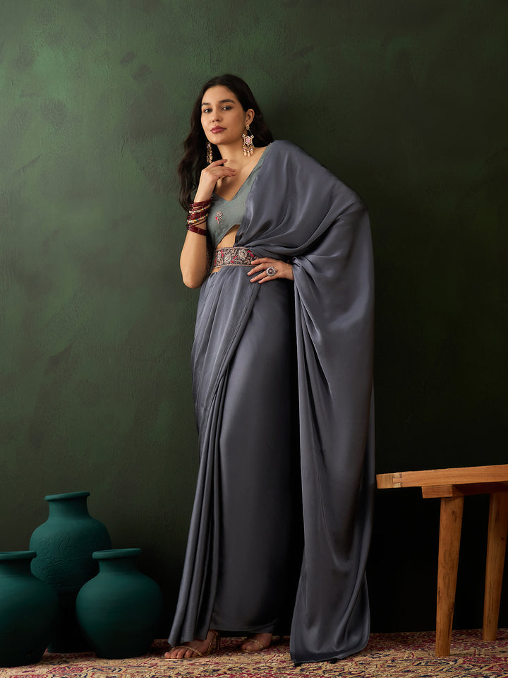 Grey Belt Sari For Wedding