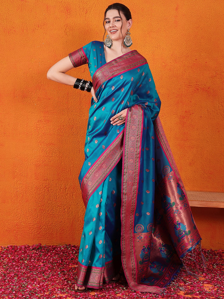 Heritage Paithani Delight In Firozi