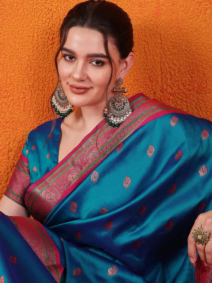 Heritage Paithani Delight In Firozi