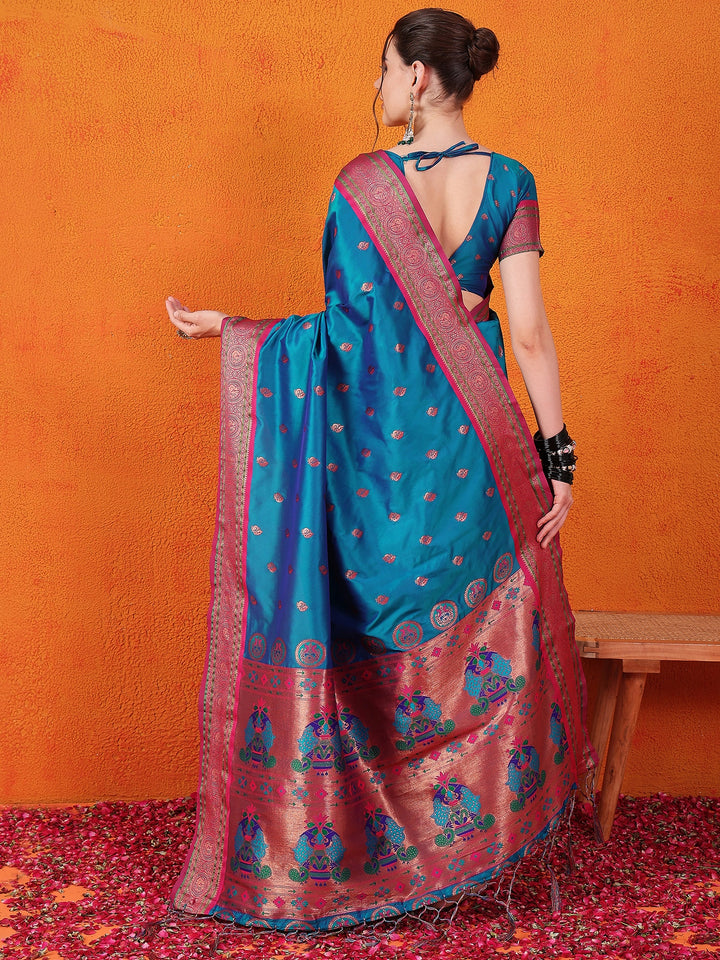 Heritage Paithani Delight In Firozi