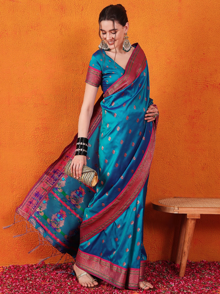 Heritage Paithani Delight In Firozi
