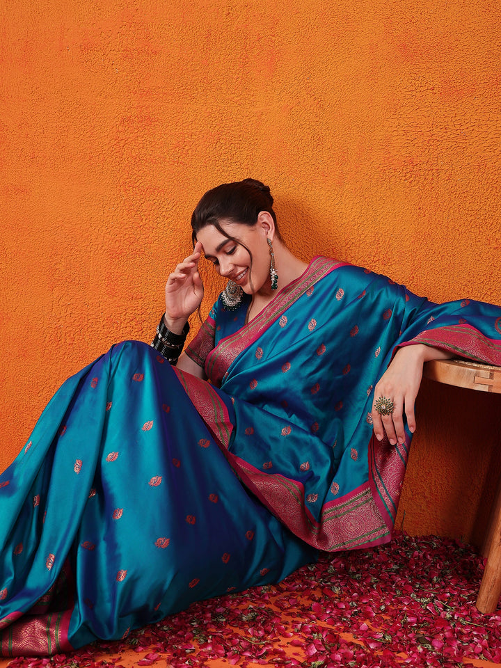 Heritage Paithani Delight In Firozi