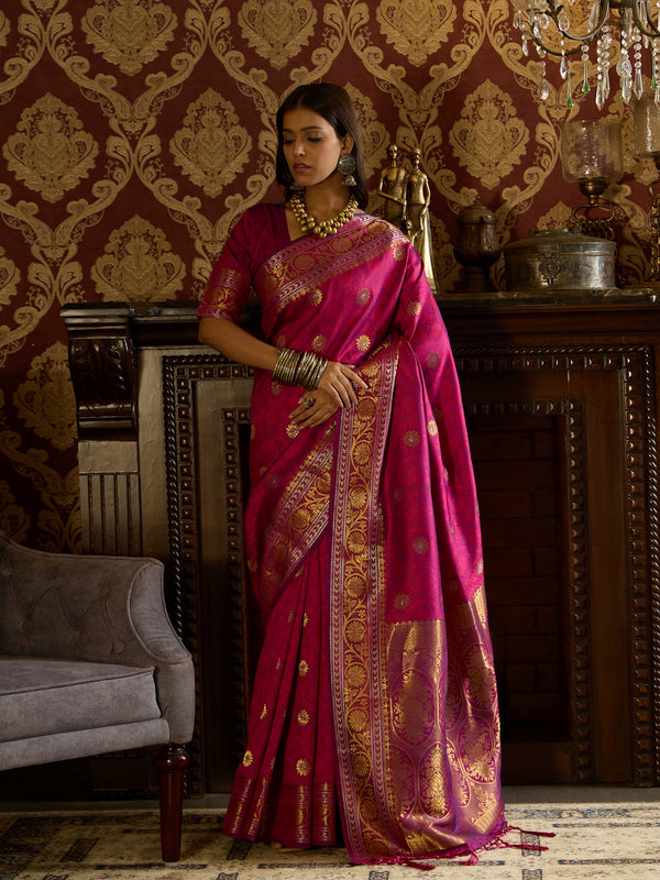 Intricate Purple Banarasi Silk Saree