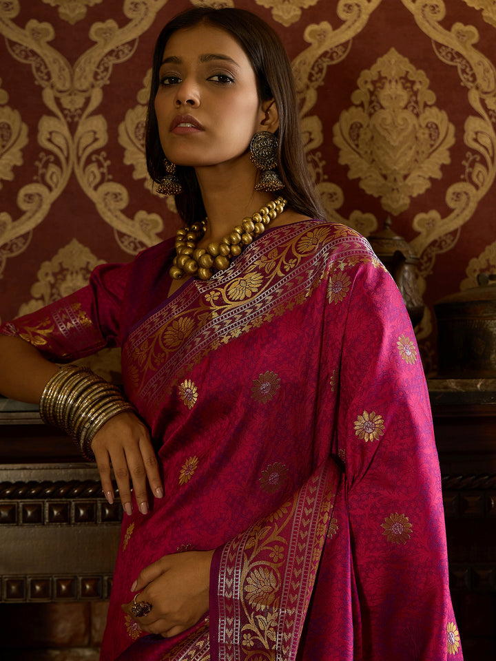 Intricate Purple Banarasi Silk Saree