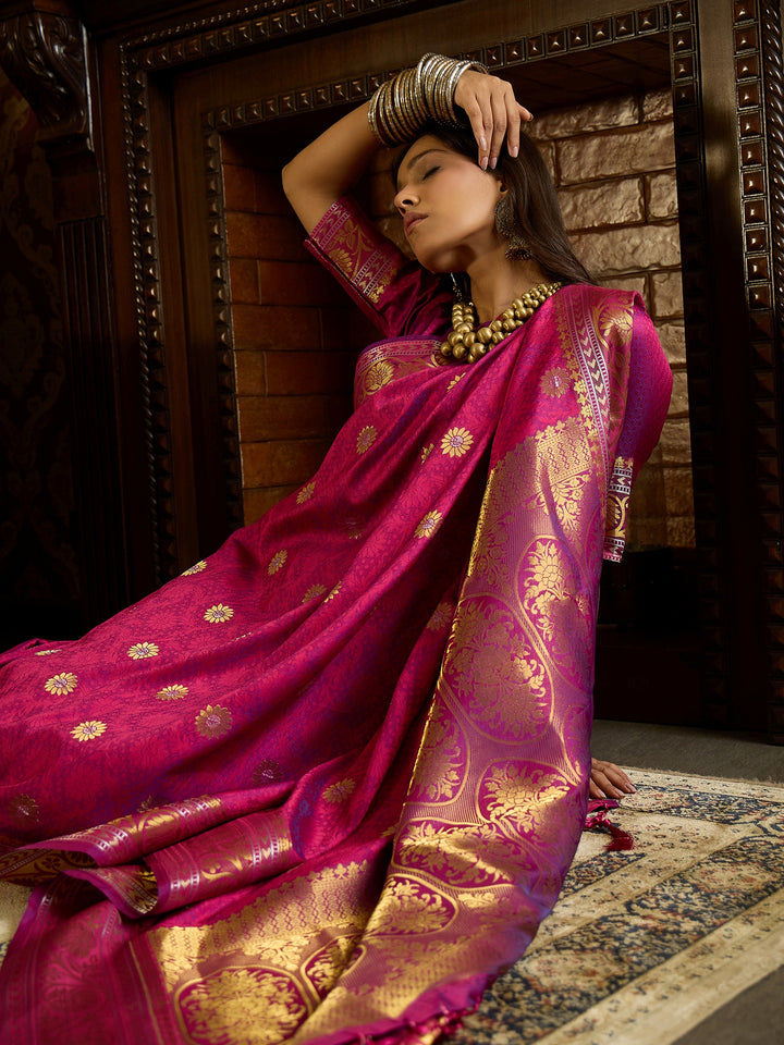 Intricate Purple Banarasi Silk Saree