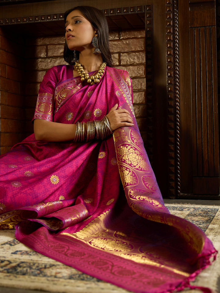 Intricate Purple Banarasi Silk Saree