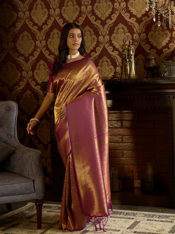 Intricate Purple Banarasi Silk Saree