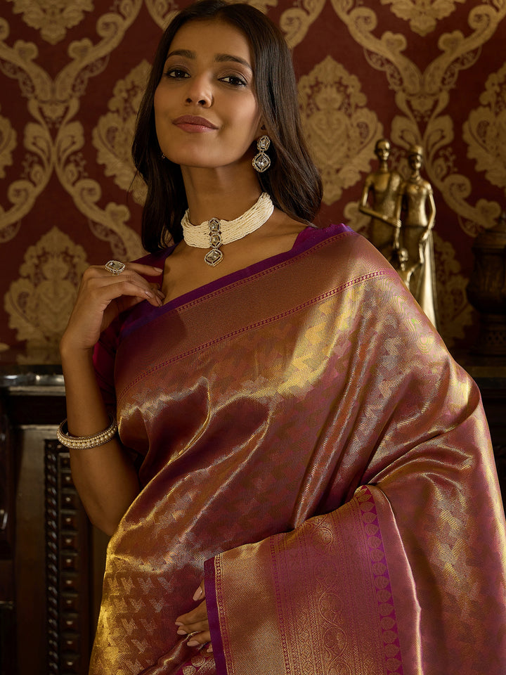 Intricate Purple Banarasi Silk Saree