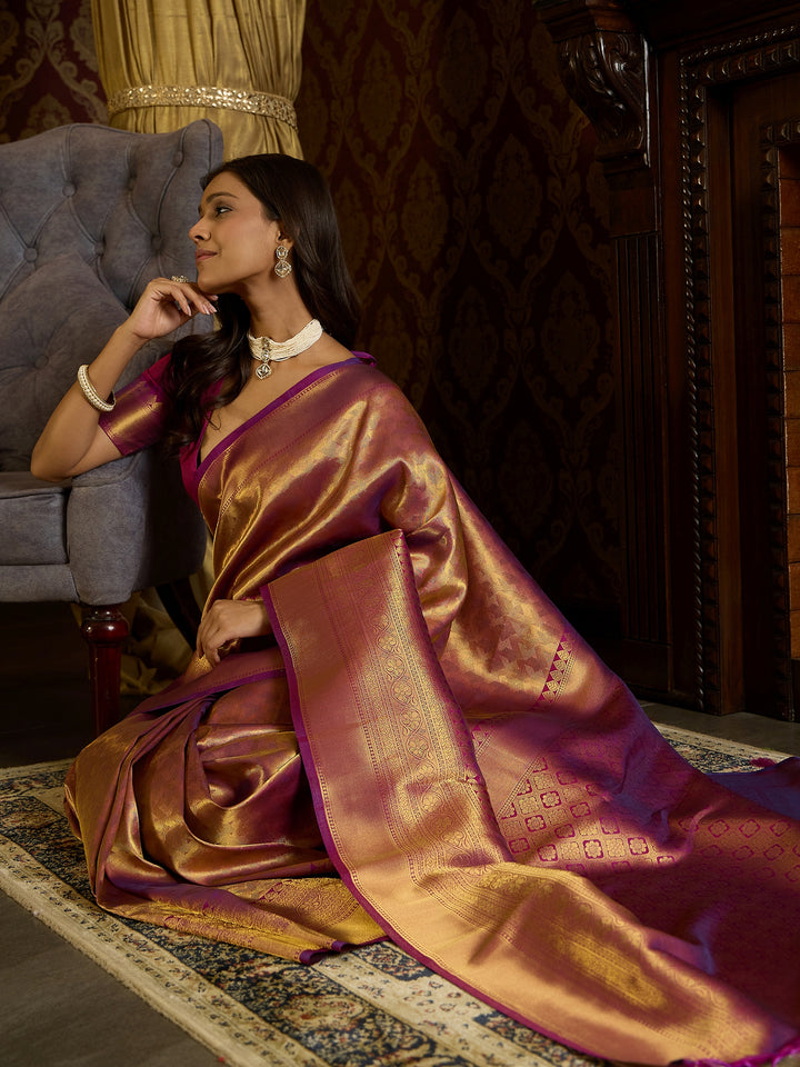 Intricate Purple Banarasi Silk Saree