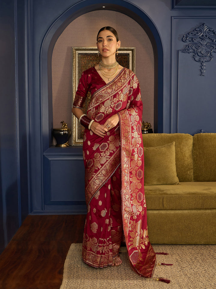 Intricate Red Banarasi Silk Saree