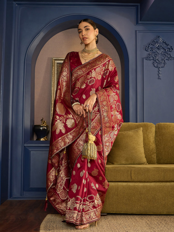 Intricate Red Banarasi Silk Saree