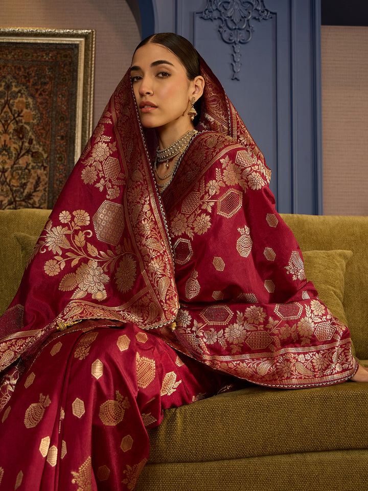 Intricate Red Banarasi Silk Saree