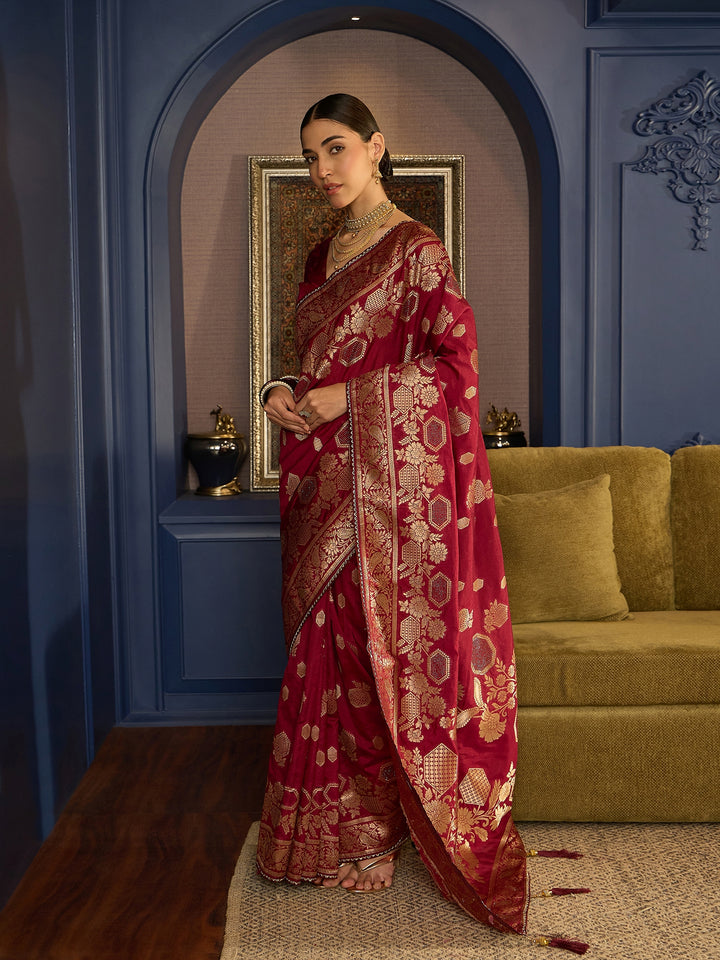 Intricate Red Banarasi Silk Saree