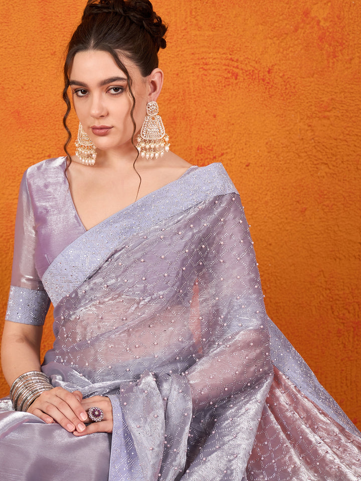 Jimmy Choo Silk Lavender Saree