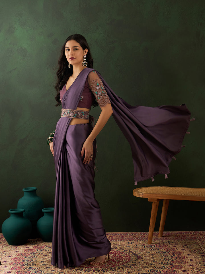 Lavendar Belt Sari For Wedding