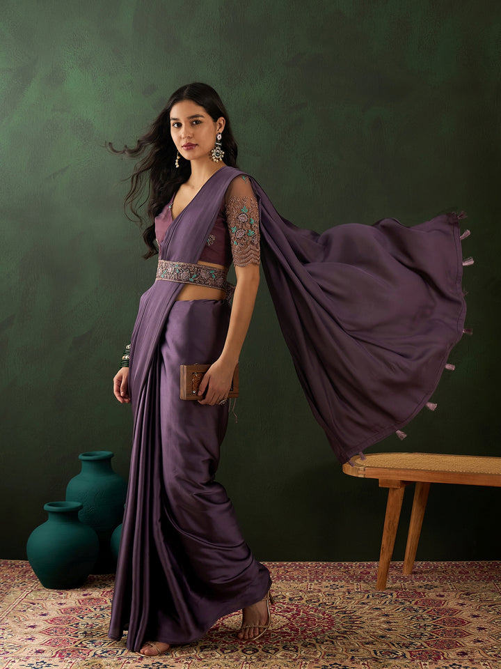 Lavendar Belt Sari For Wedding