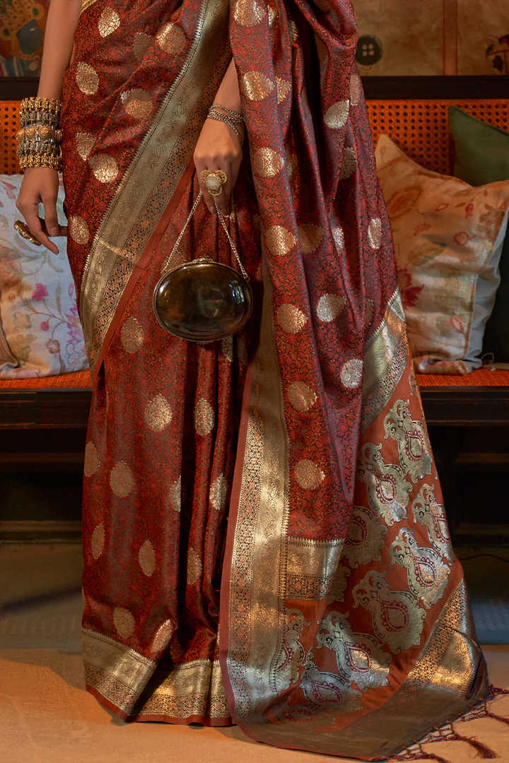 Luxurious Banarasi Silk Brown Saree