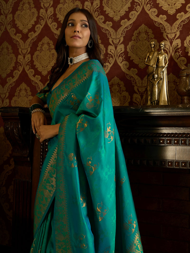 Luxurious Green Banarasi Silk Saree