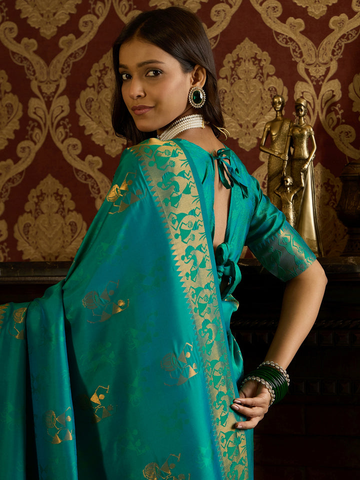 Luxurious Green Banarasi Silk Saree