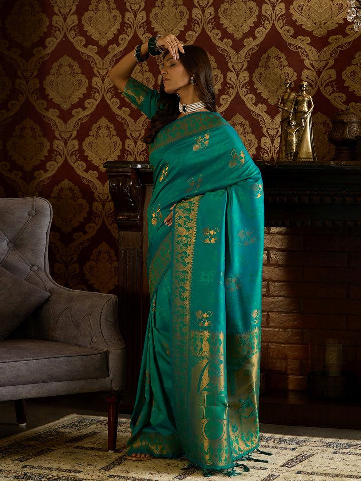 Luxurious Green Banarasi Silk Saree