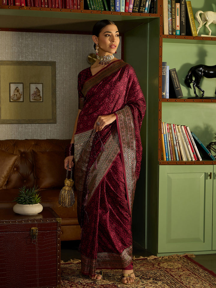 Luxurious Purple Banarasi Silk Saree