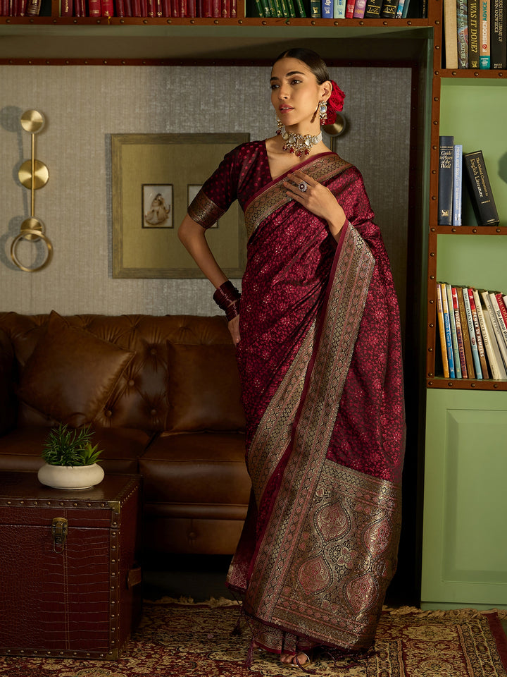 Luxurious Purple Banarasi Silk Saree