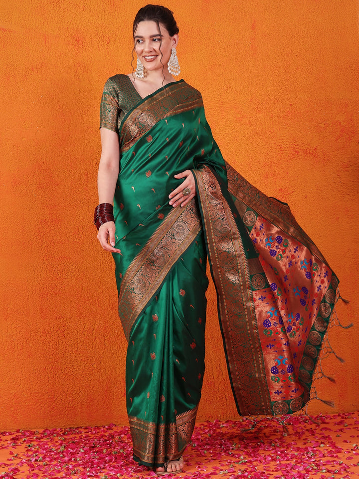 Majestic Paithani Silk In Green