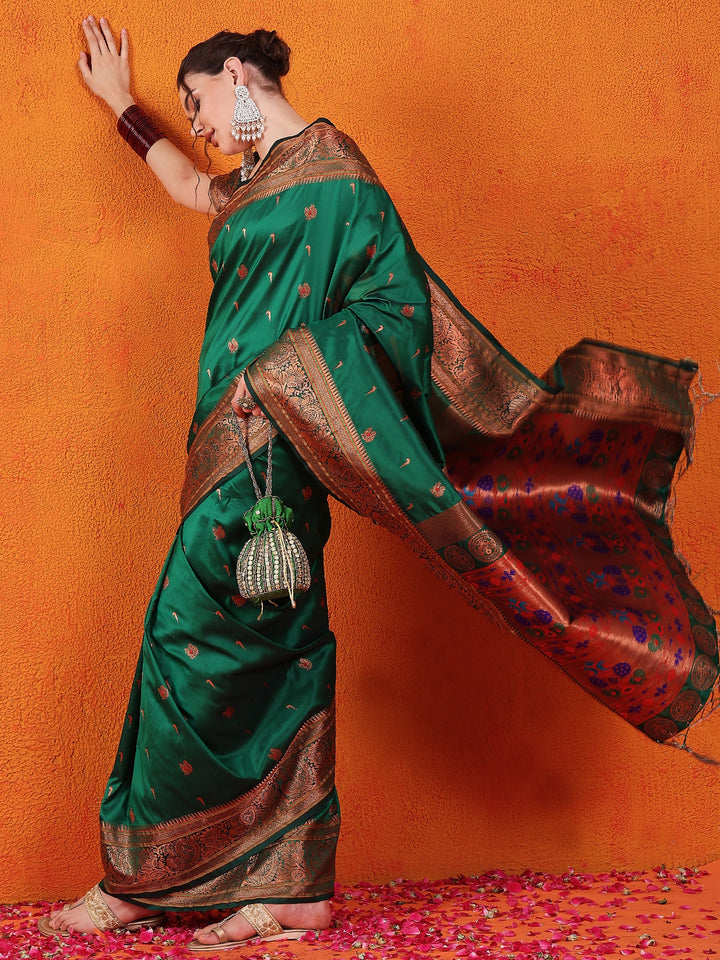 Majestic Paithani Silk In Green