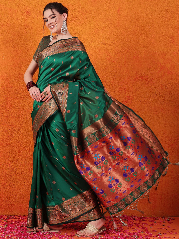 Majestic Paithani Silk In Green